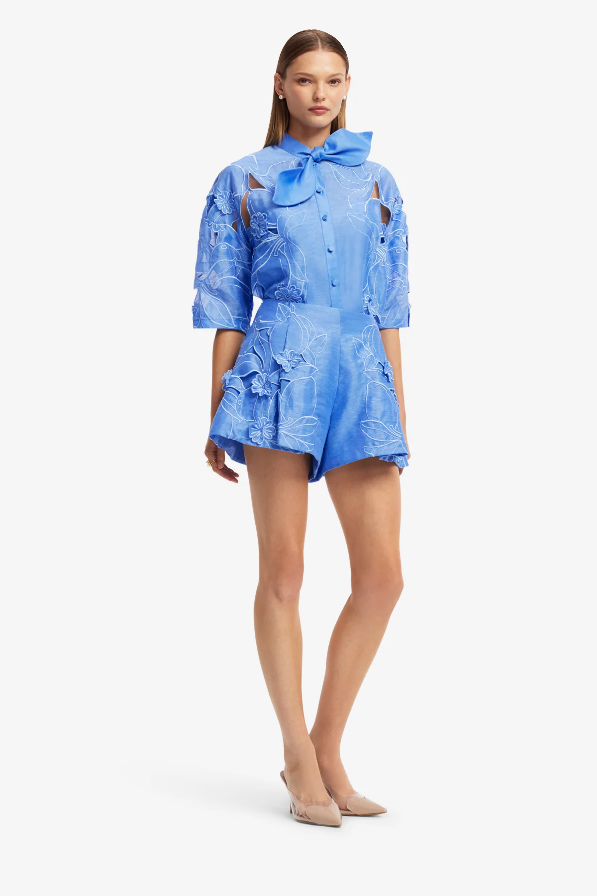 Abby Appliqué Shorts - Azure - Image 4