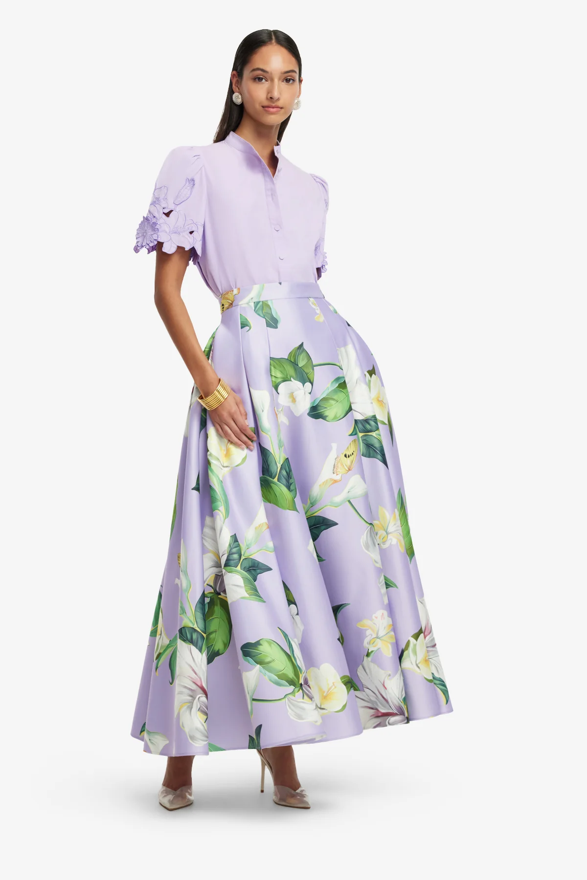 Amelie Appliqué Shirt Top - Lilac - Image 3