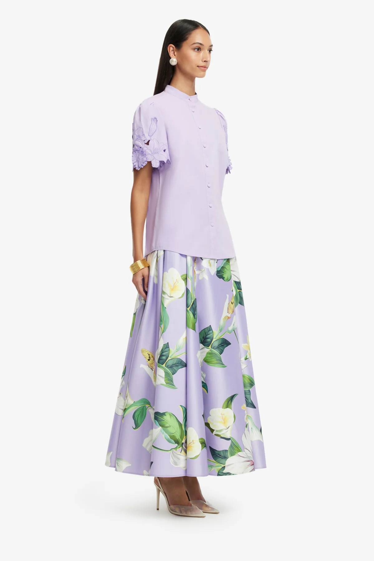 Amelie Appliqué Shirt Top - Lilac - Image 4