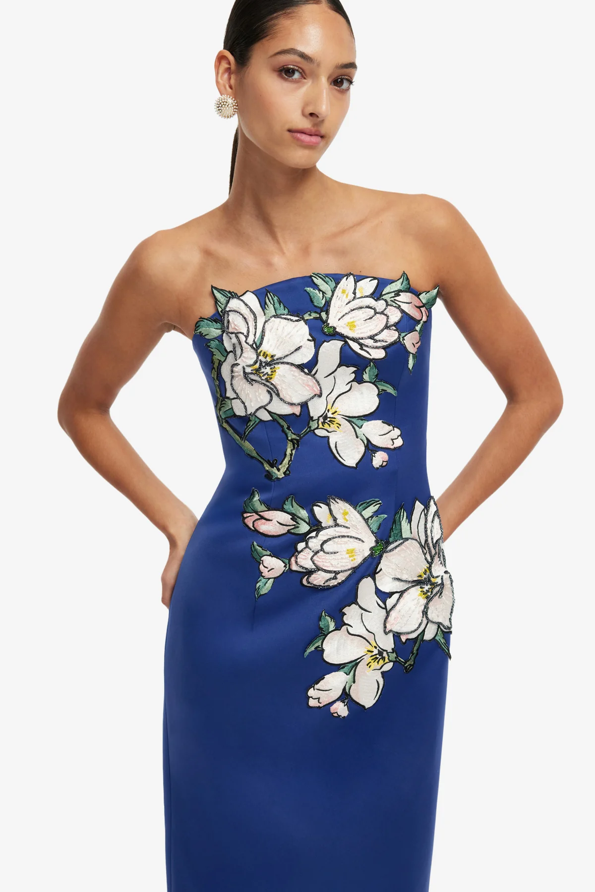 Ava Appliqué Floral Bustier Maxi Dress - Midnight - Image 6