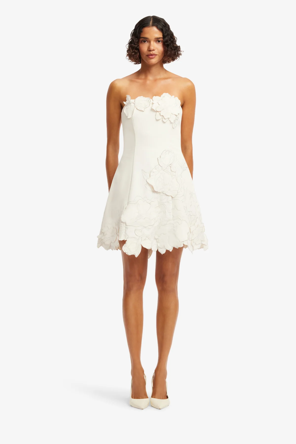 Ayla Appliqué Bustier Mini Dress - Vanilla - Image 2
