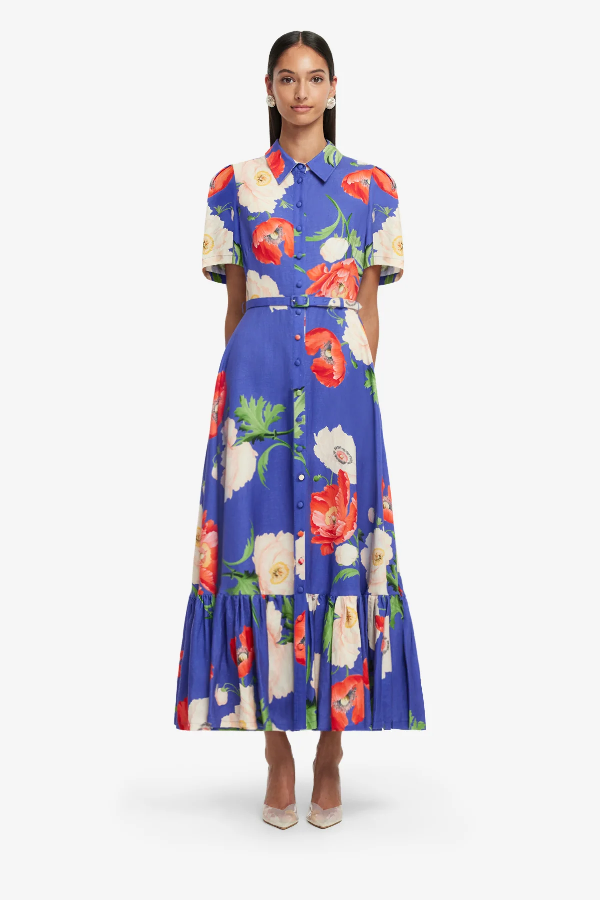 Becca Short Sleeve Midi Dress - Poppy Print - Image 2