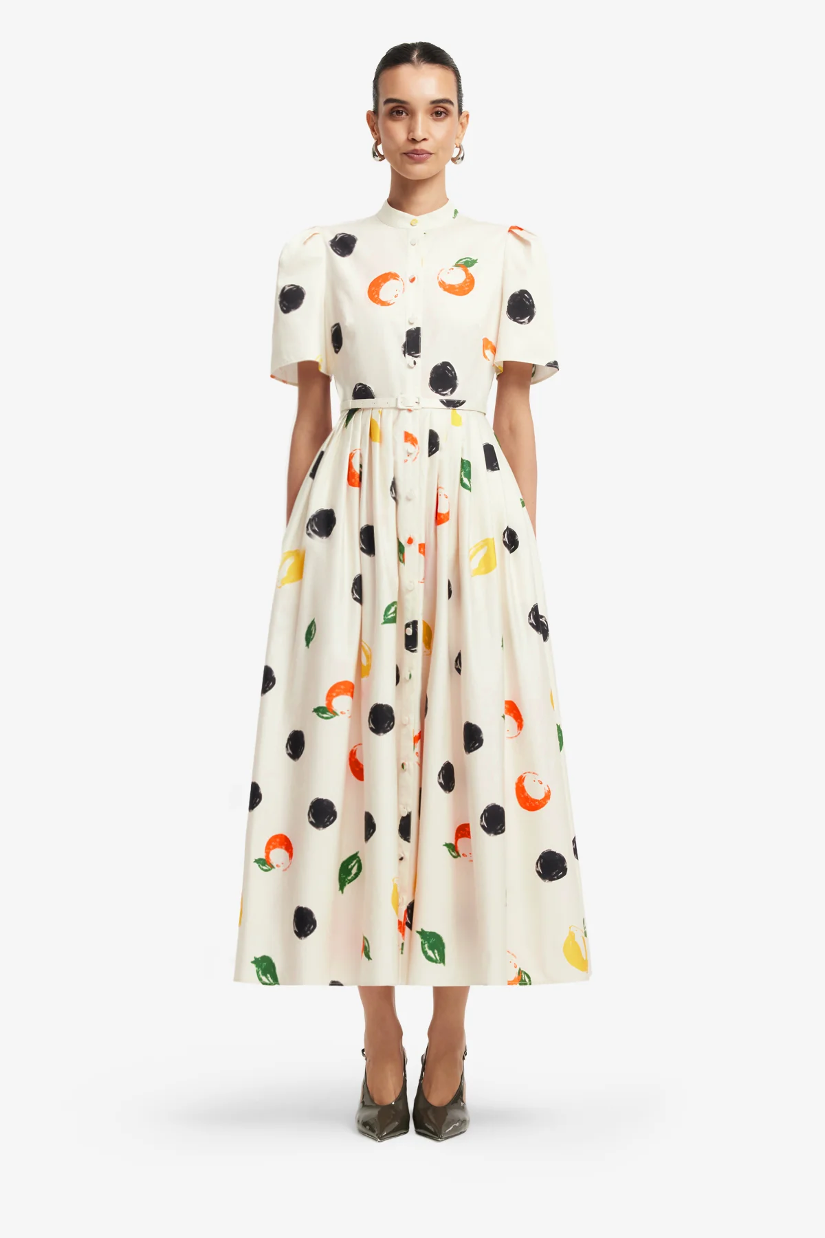 Bianca Short Sleeve Midi Dress - Citrus Spots - Image 2