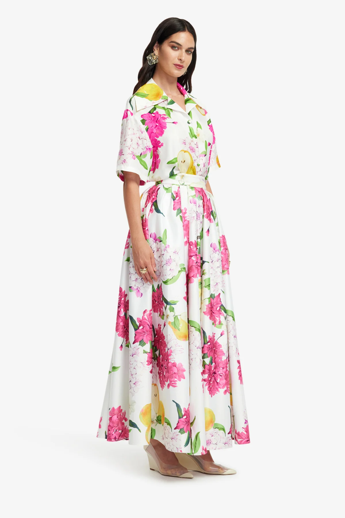 Casey Silk Button Shirt - Floral Pear Print - Image 4