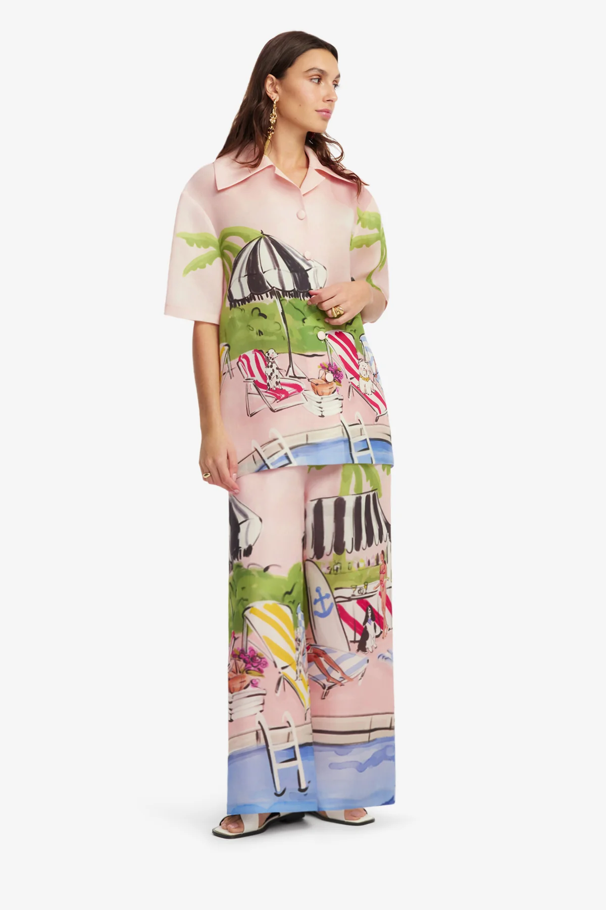 Casey Silk Button Shirt - Riviera Print - Image 4