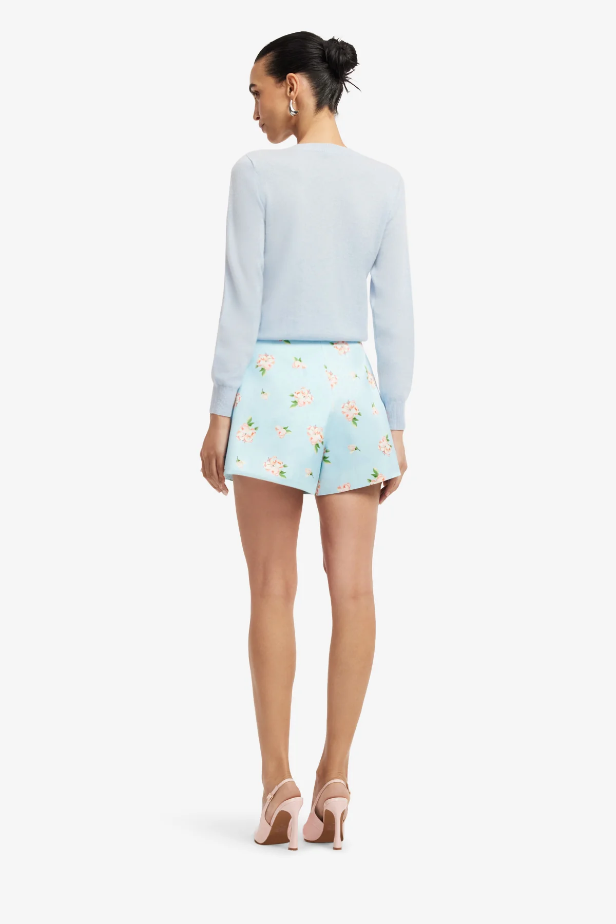 Claire Embellished Knit Cardigan - Ditsy Floral Print in Blue - Image 5