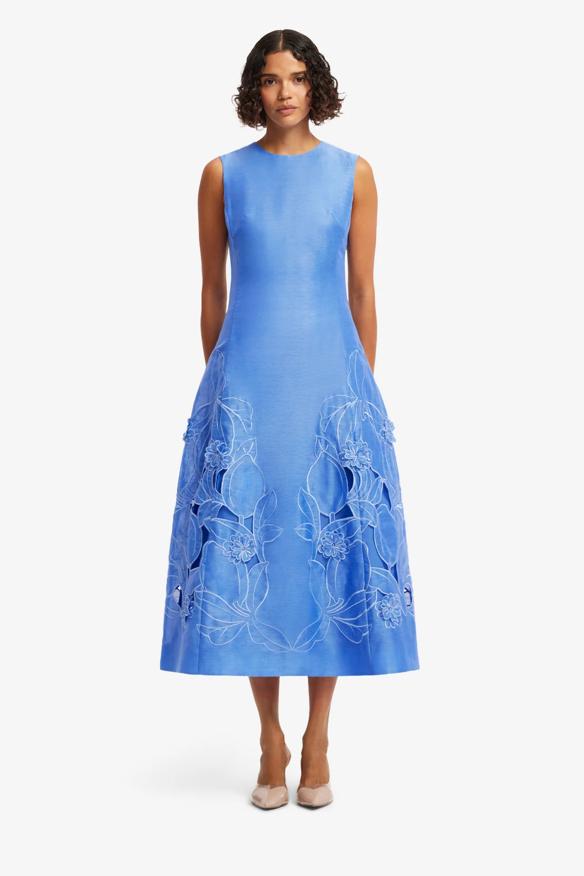 Cleo Appliqué Sleeveless Midi Dress - Azure - Image 2