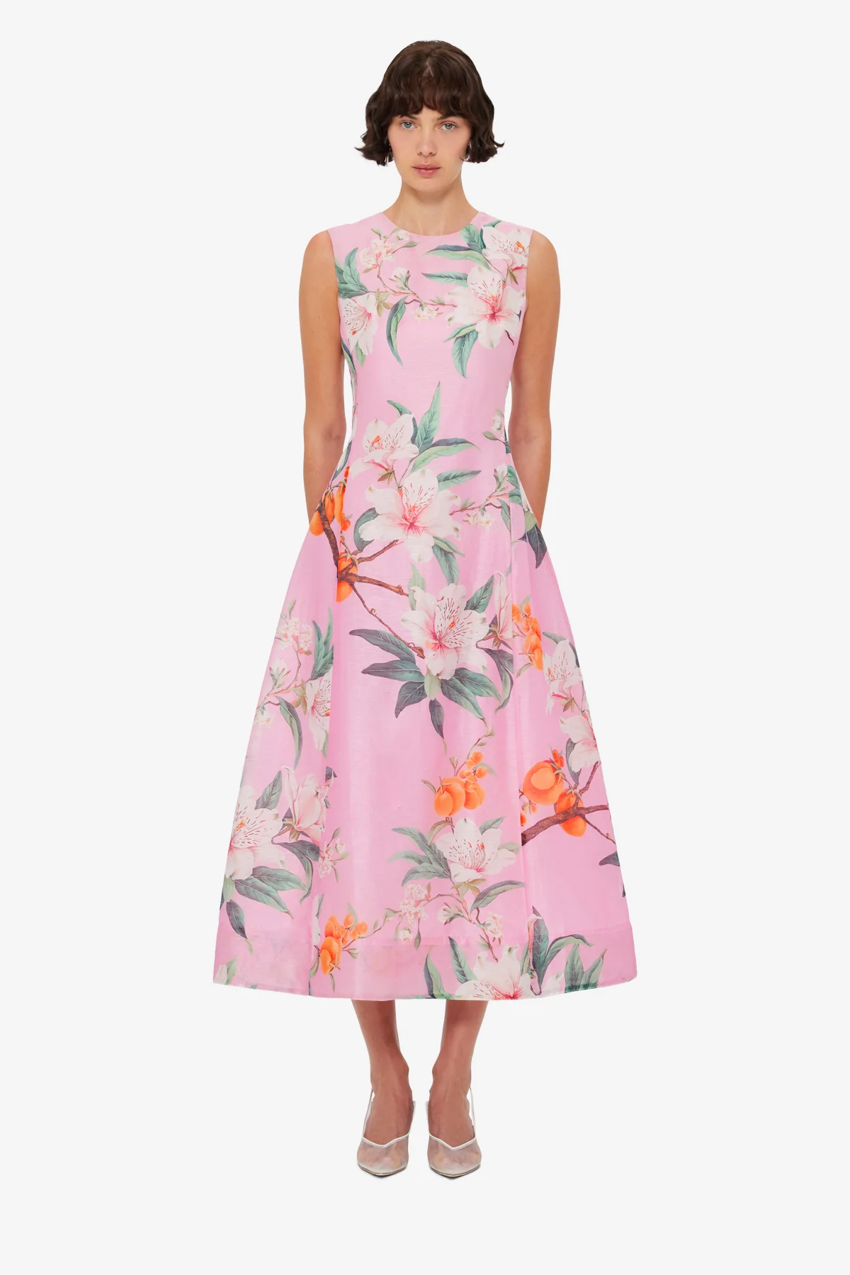 Cleo Printed Sleeveless Midi Dress - Lavish Print in Pink - Image 2