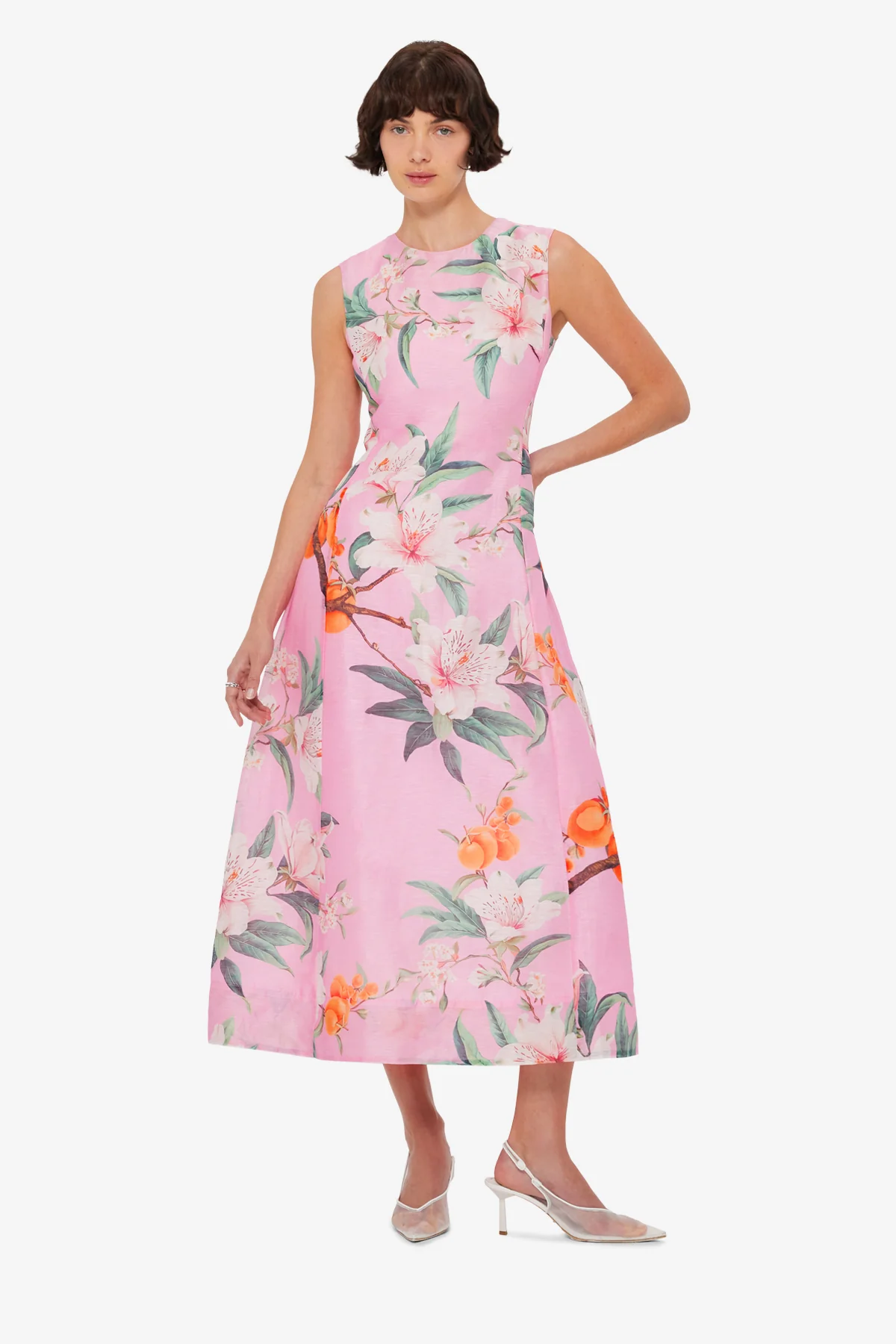Cleo Printed Sleeveless Midi Dress - Lavish Print in Pink - Image 3
