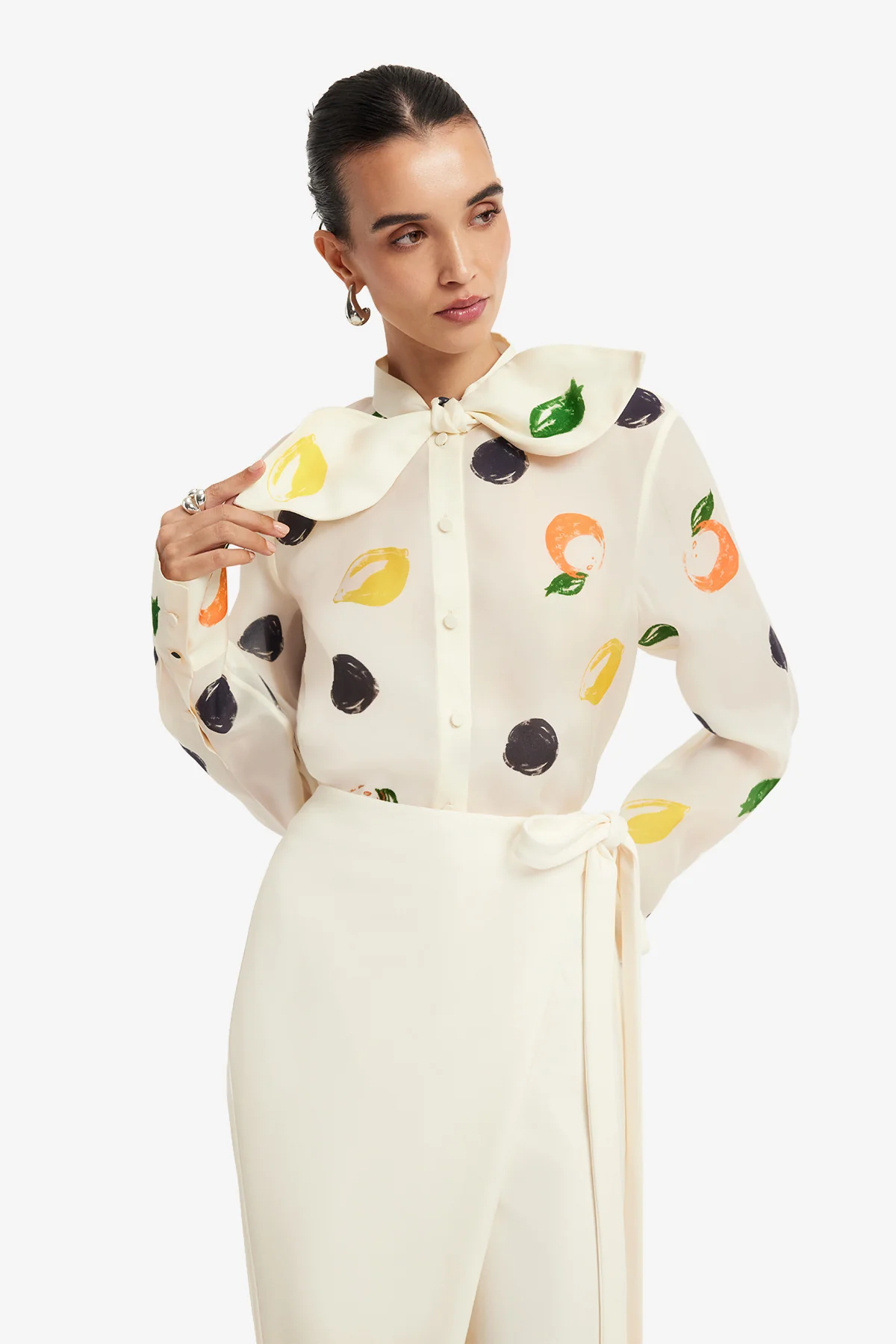 Cora Bow Blouse - Citrus Spots - Image 6