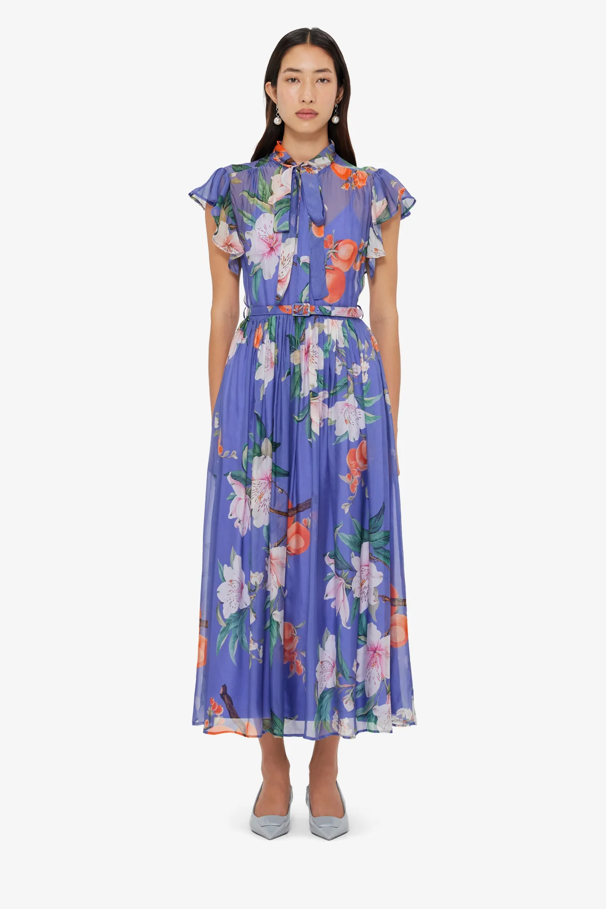 Grace Flutter Sleeve Midi Dress - Lavish Print in Moonlight - Image 2