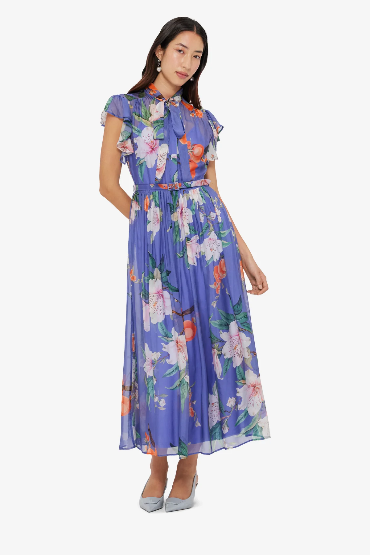 Grace Flutter Sleeve Midi Dress - Lavish Print in Moonlight - Image 3