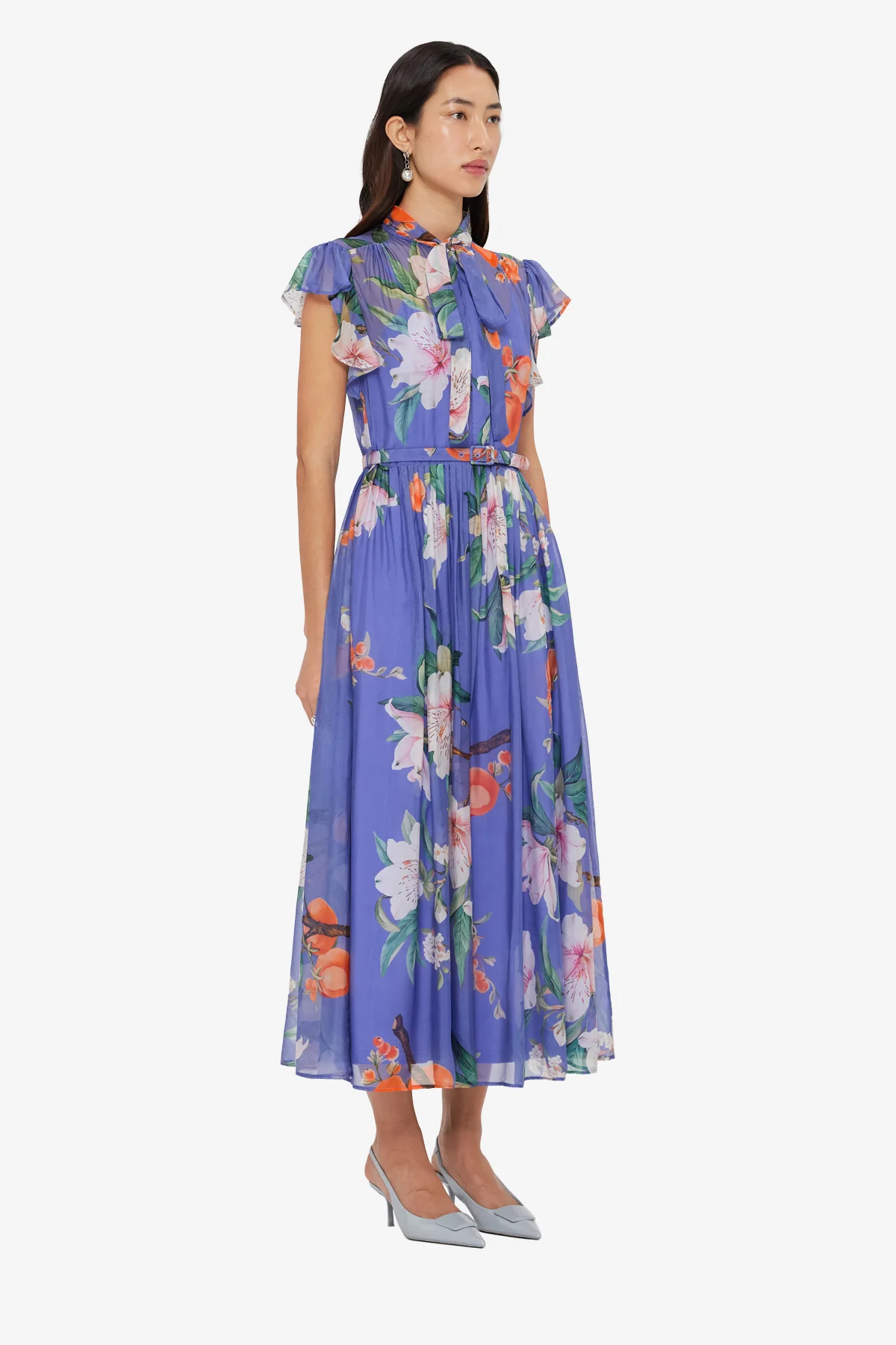 Grace Flutter Sleeve Midi Dress - Lavish Print in Moonlight - Image 4