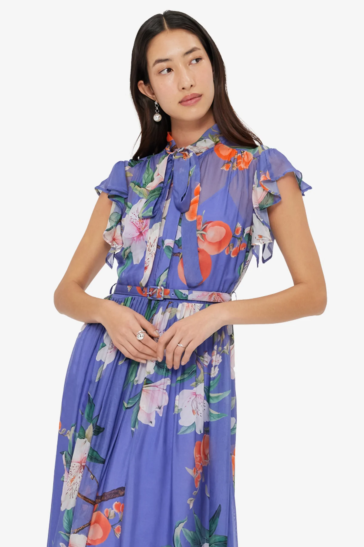 Grace Flutter Sleeve Midi Dress - Lavish Print in Moonlight - Image 6