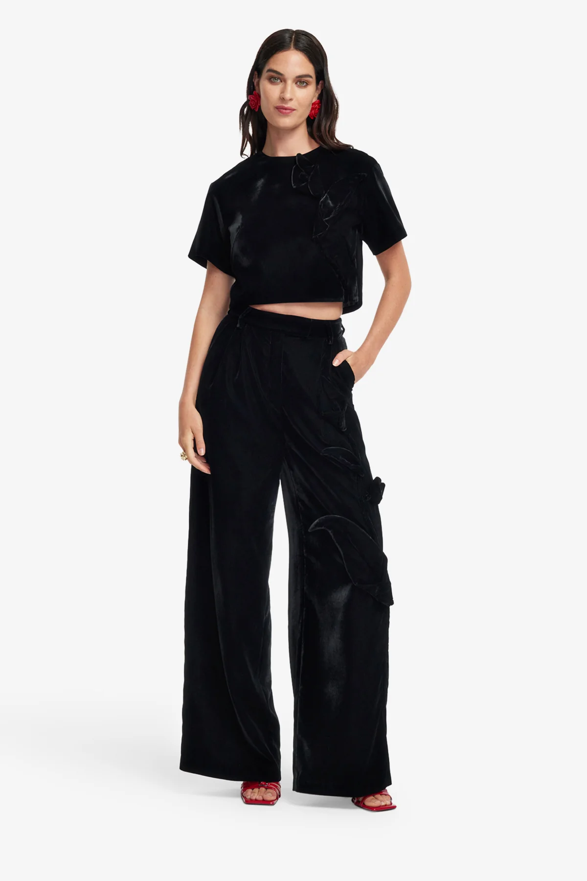 Indie Velvet Sleeve Top - Ebony - Image 3