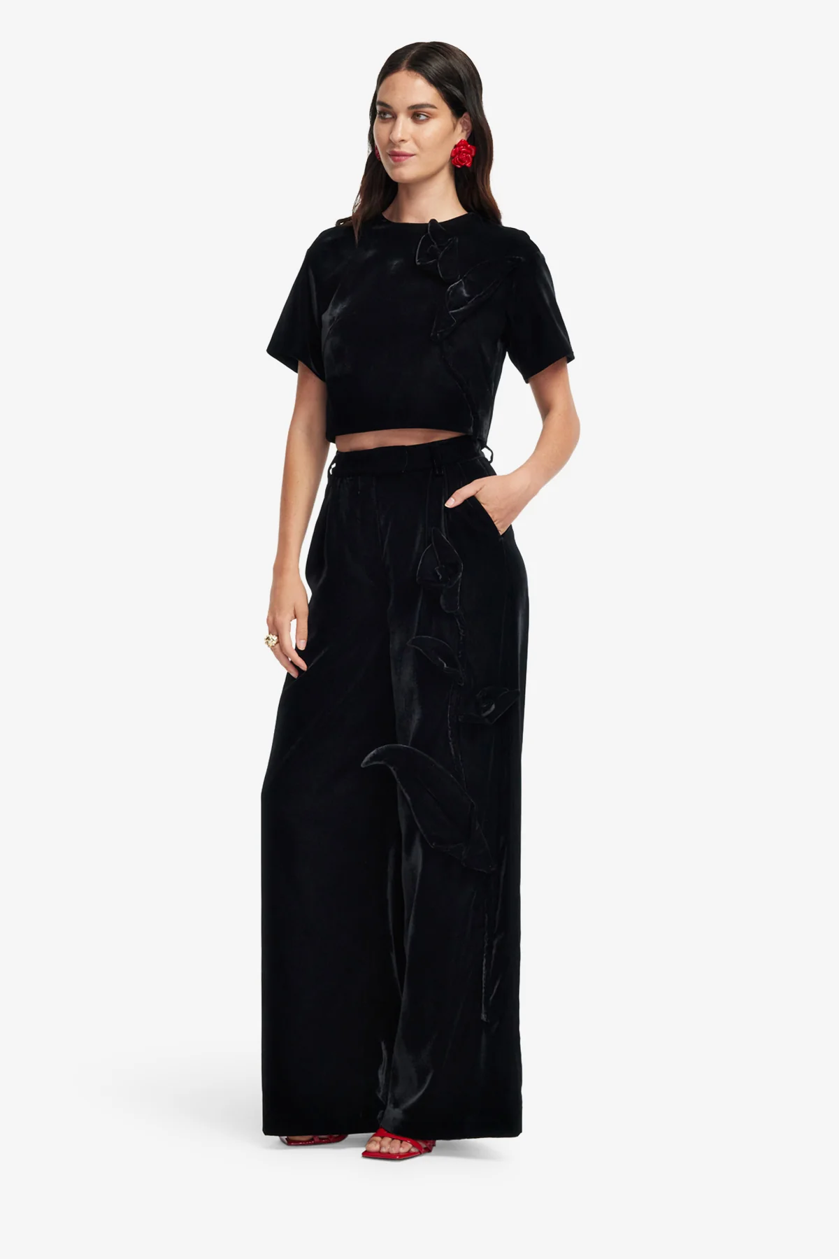 Indie Velvet Sleeve Top - Ebony - Image 4