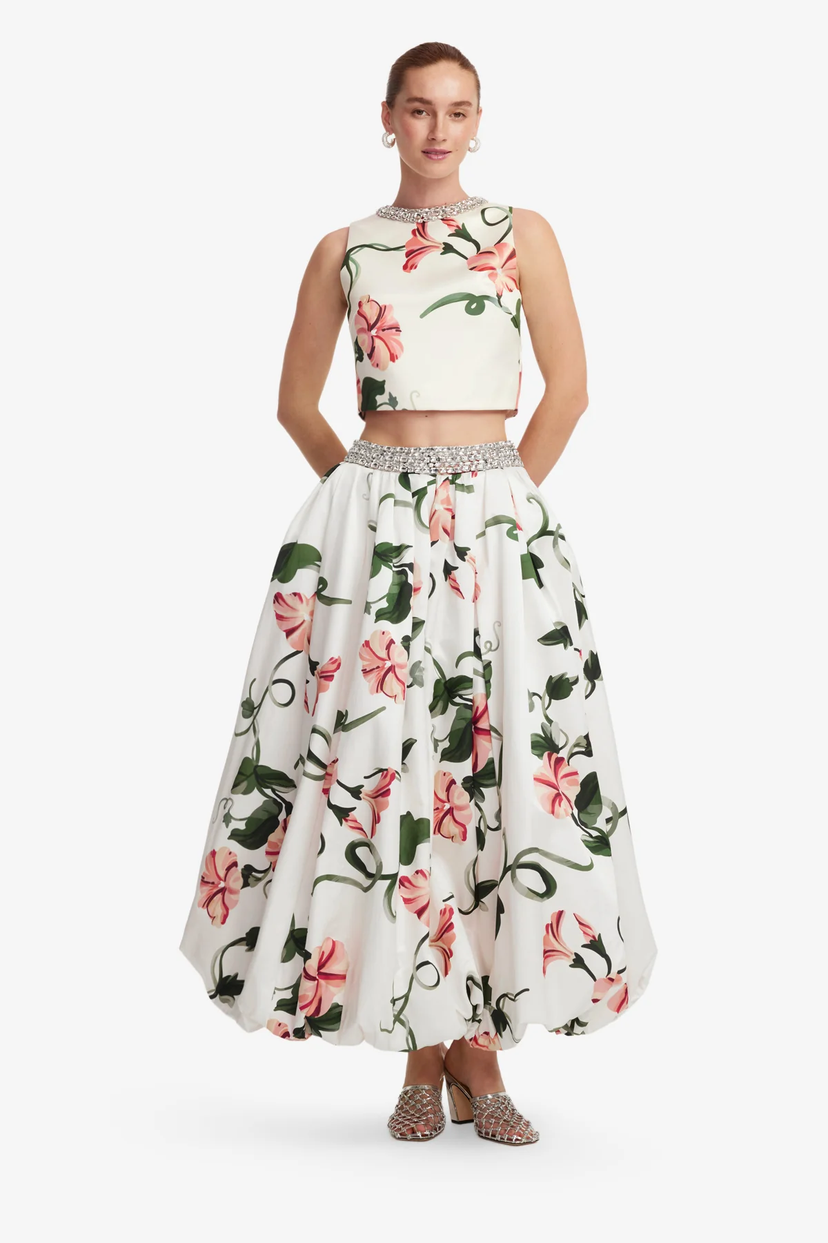 Iris Embellished Top - Vine Print in Snow - Image 3