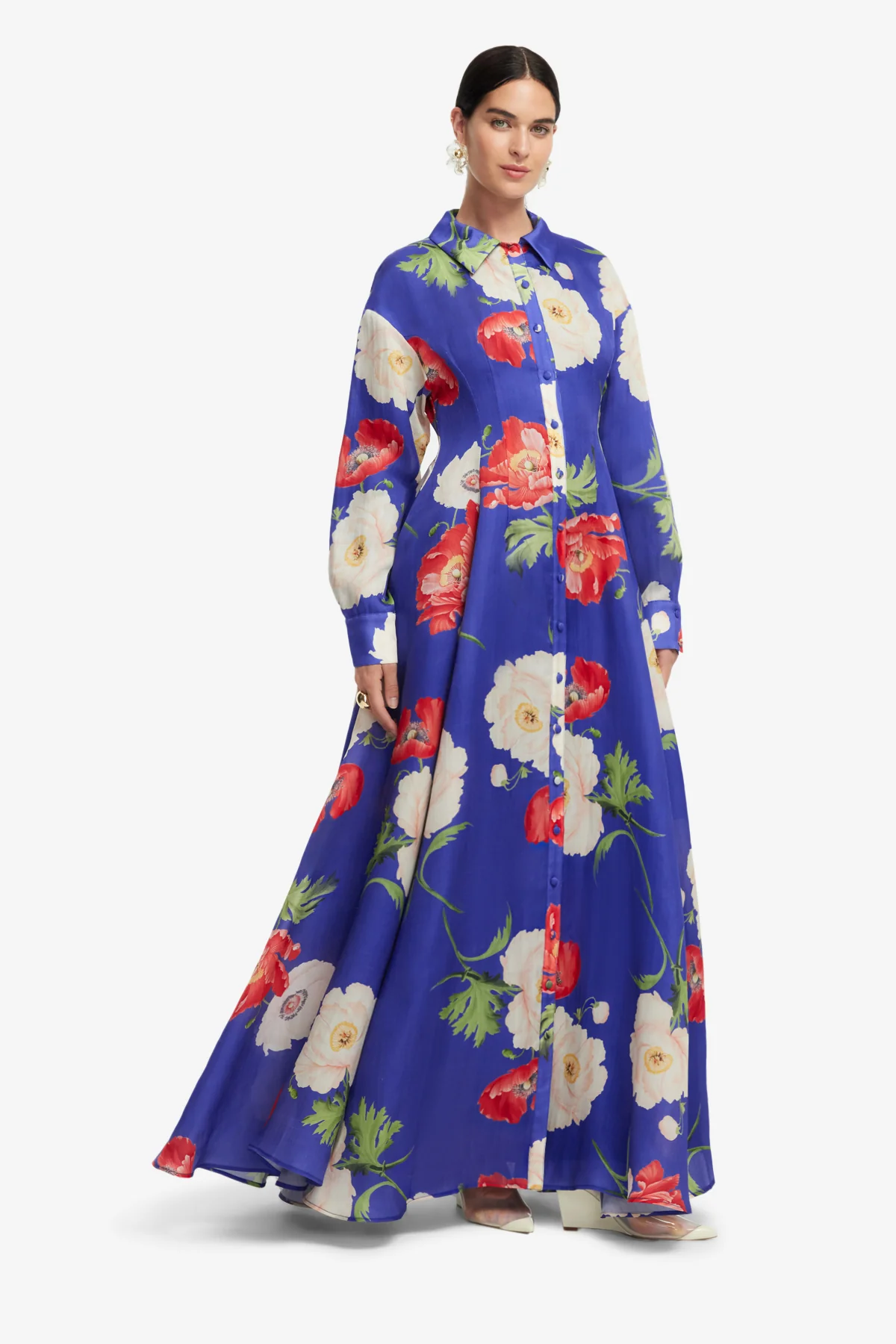 Josephine Silk Gown - Poppy Print - Image 4