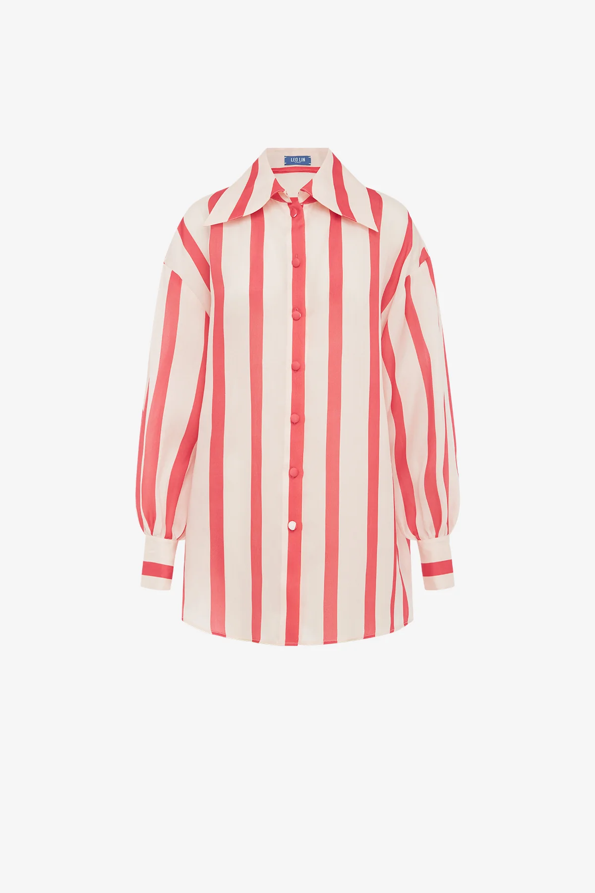 Kathleen Striped Silk Blouse - Scarlet