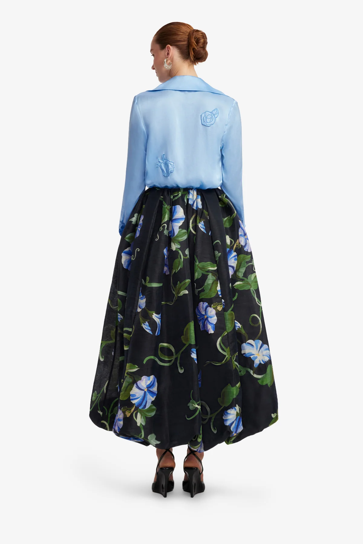 Kristina Appliqué Silk Blouse - Pastel Blue - Image 5