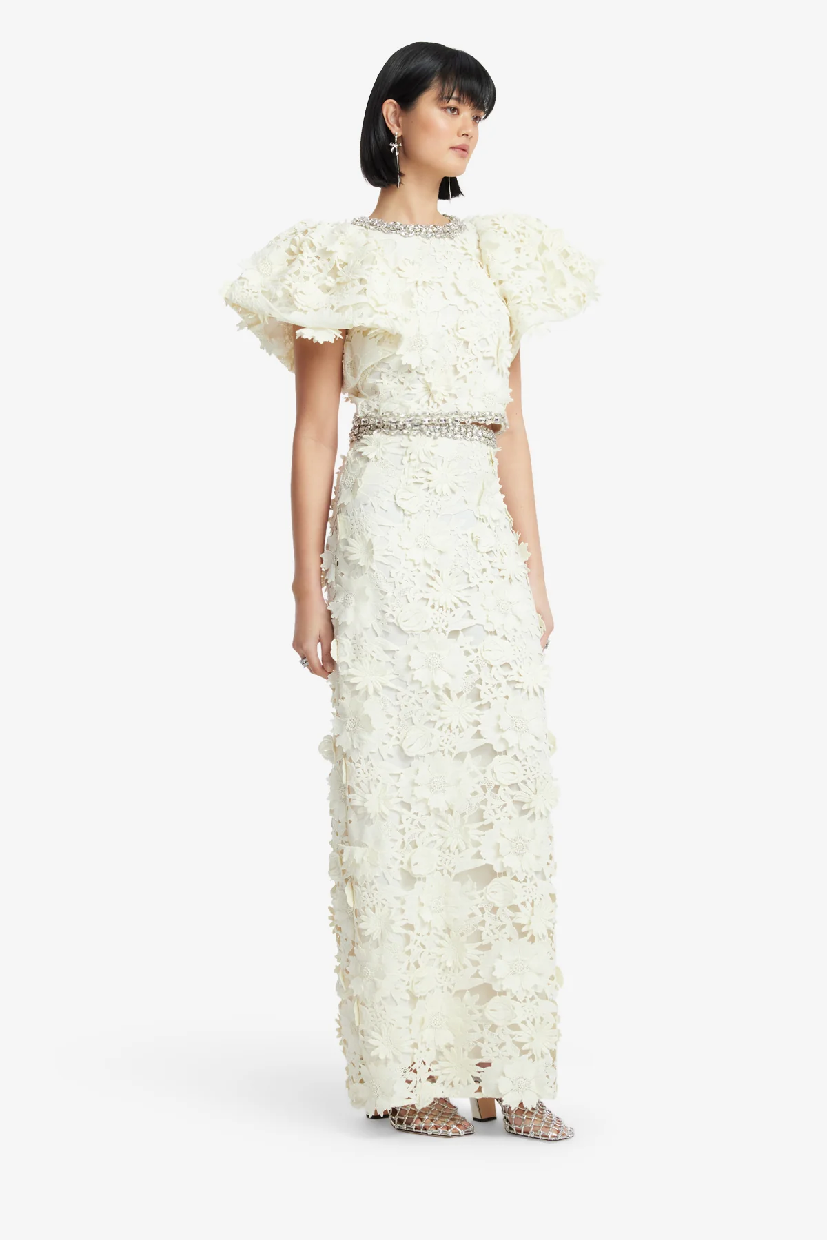 Lucia Embellished Lace Top - Snow - Image 4