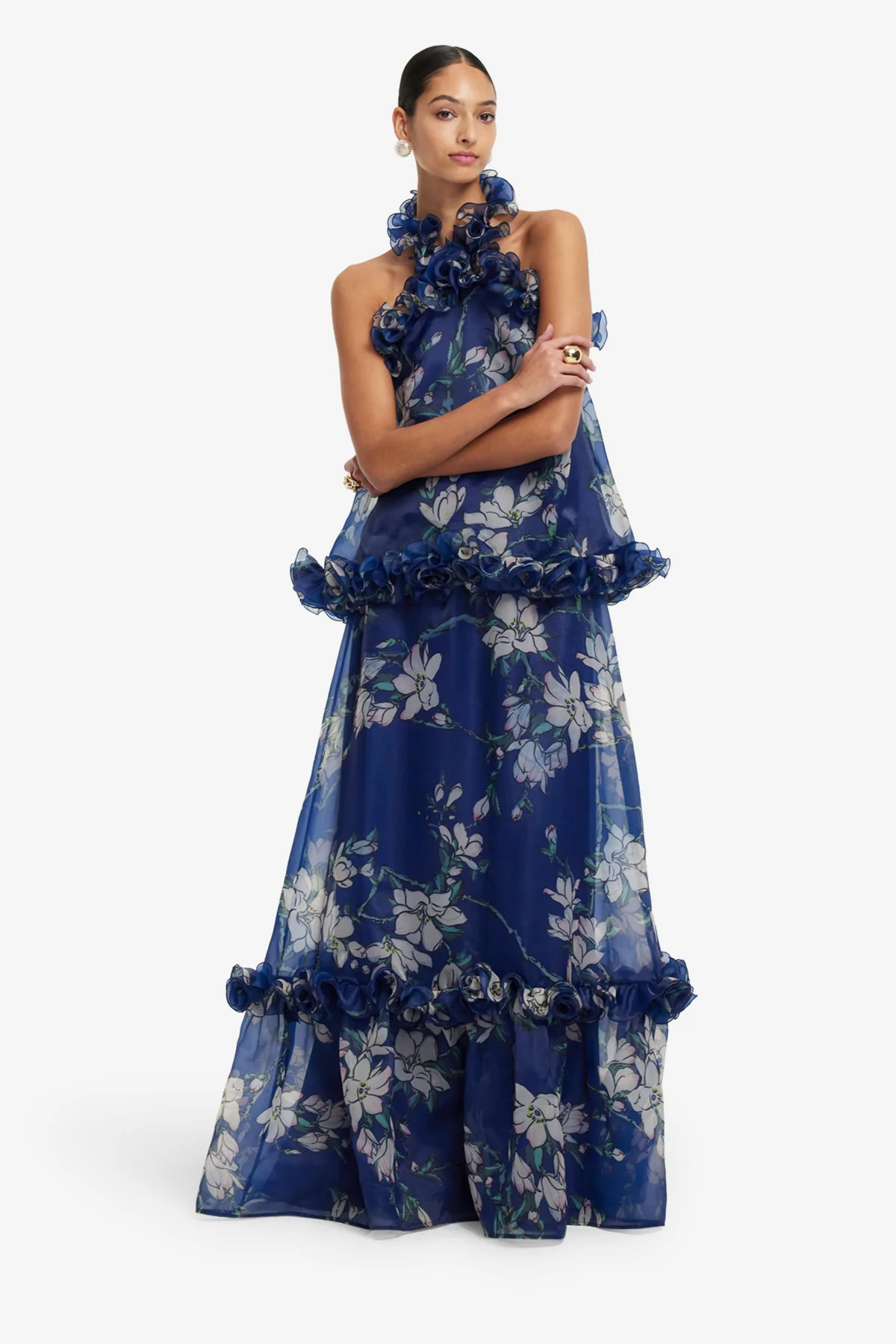 Paige Ruffled Maxi Skirt - Midnight Magnolia Print - Image 3