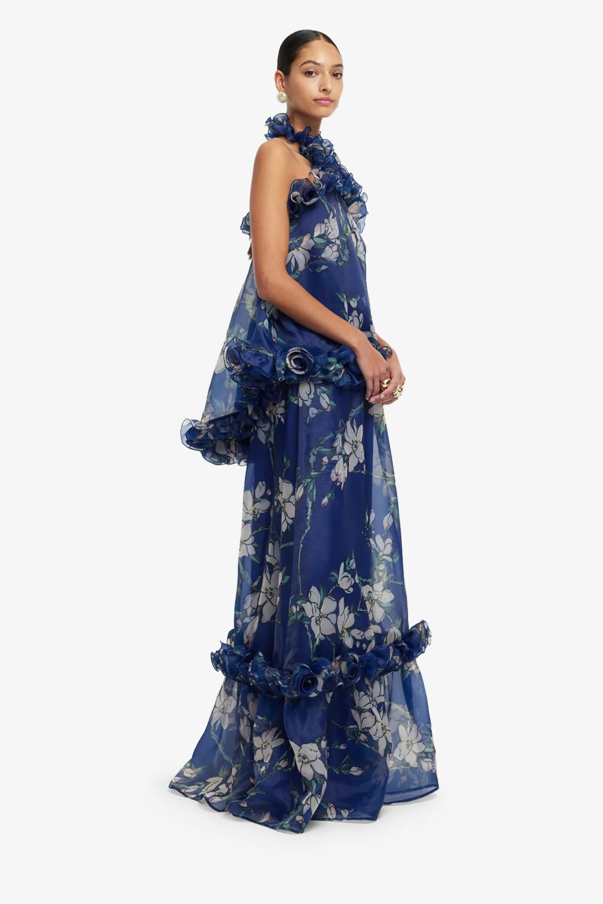 Paige Ruffled Maxi Skirt - Midnight Magnolia Print - Image 4