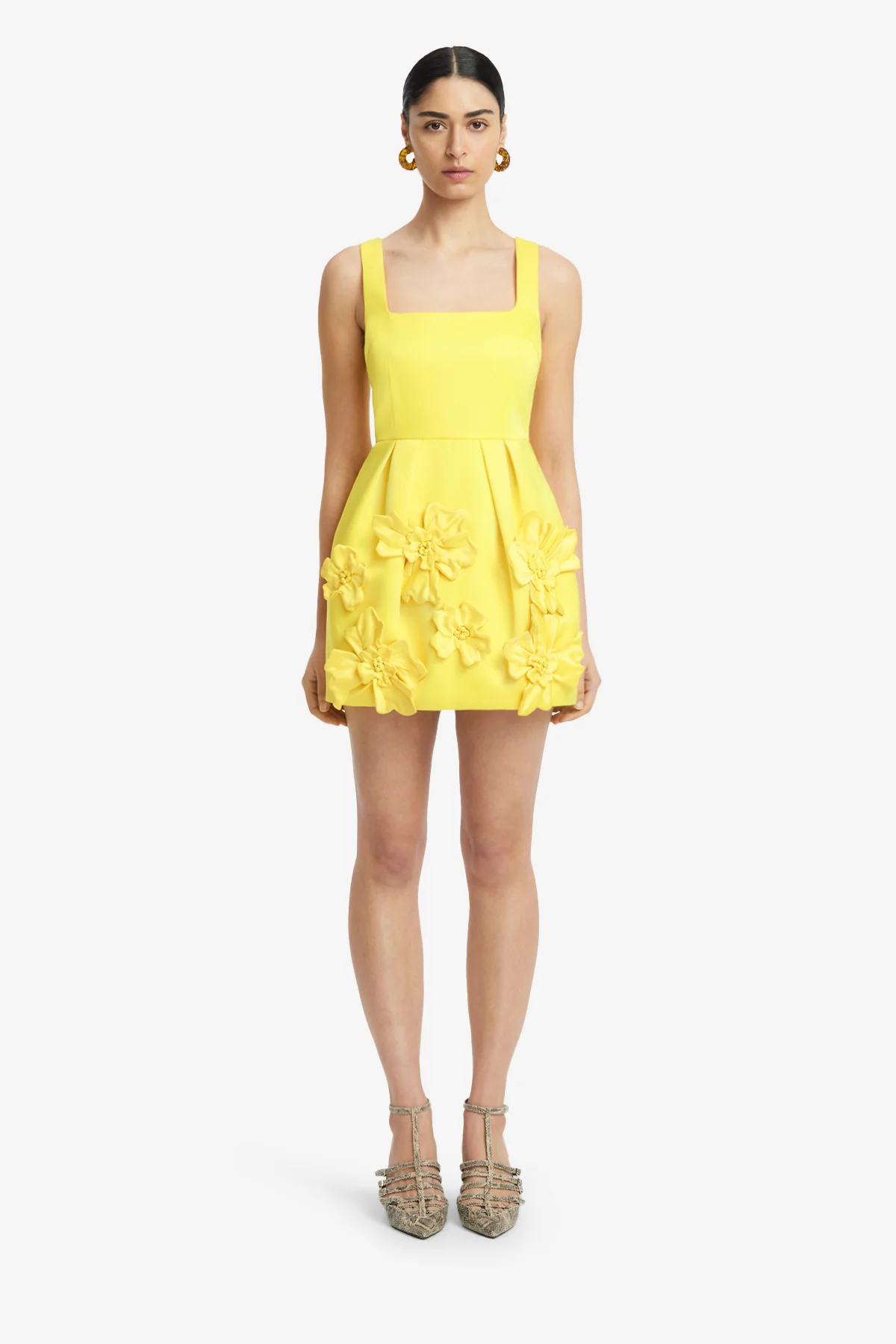 Piper Floral Appliqué Bell Shape Mini Dress - Sunshine - Image 2