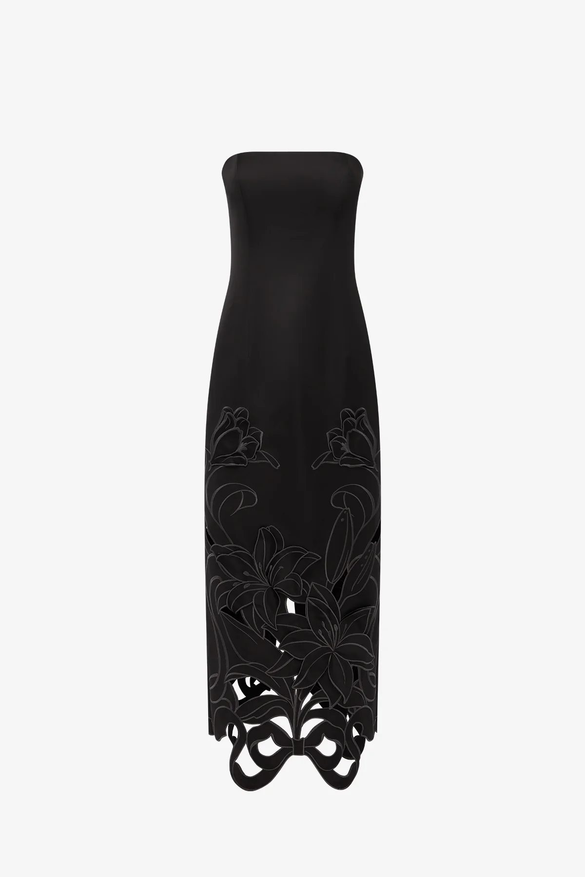 Rayna Appliqué Bustier Maxi Dress - Lily in Ebony
