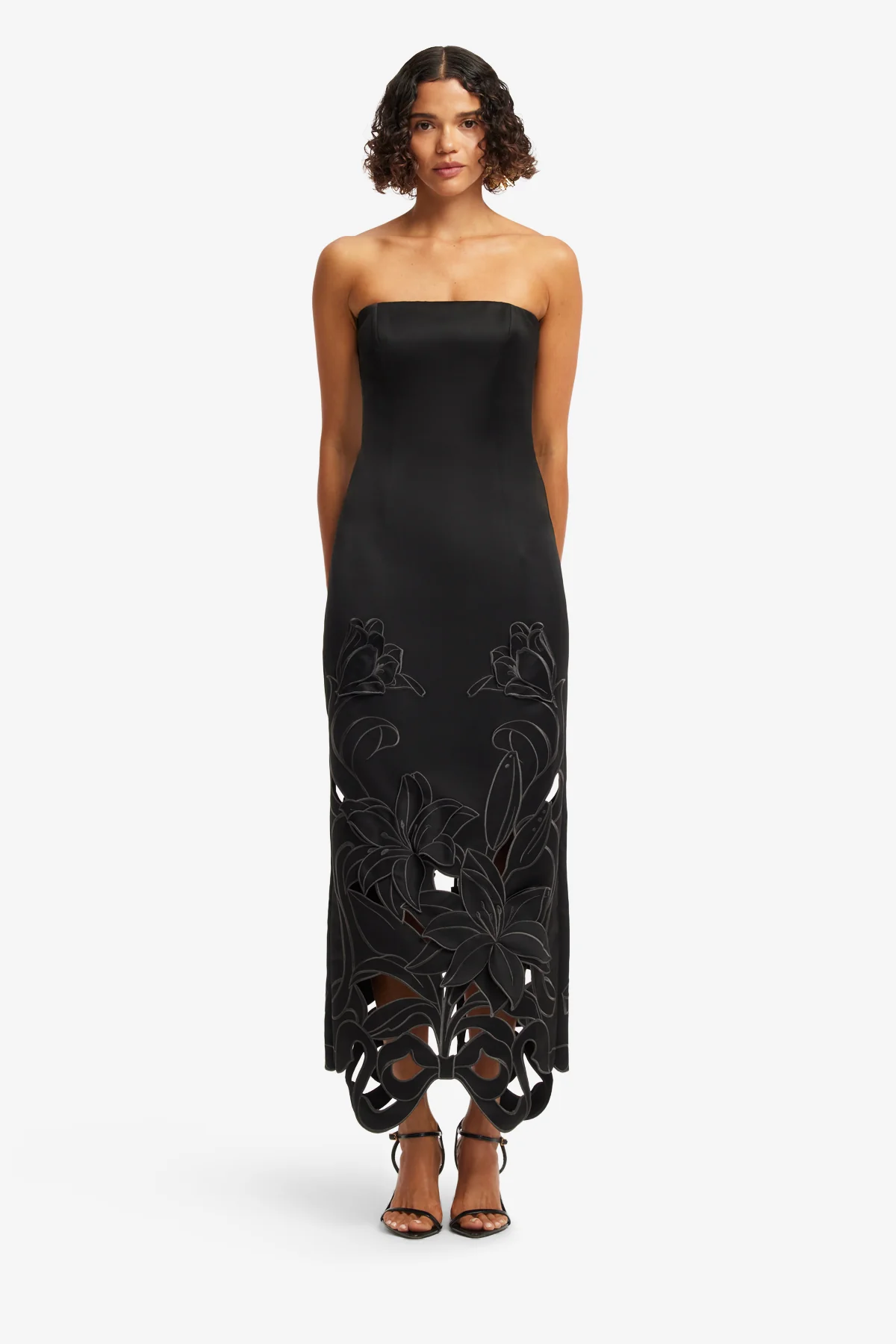 Rayna Appliqué Bustier Maxi Dress - Lily in Ebony - Image 2