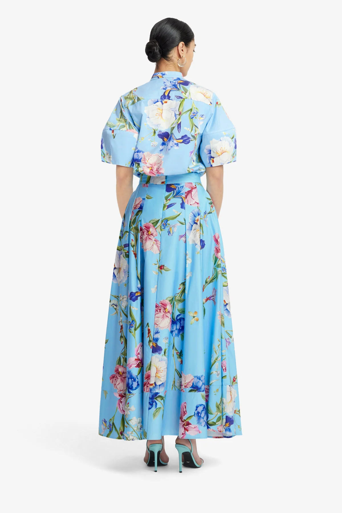 Rhiannan Skirt - Garden Print in Baby Blue - Image 4
