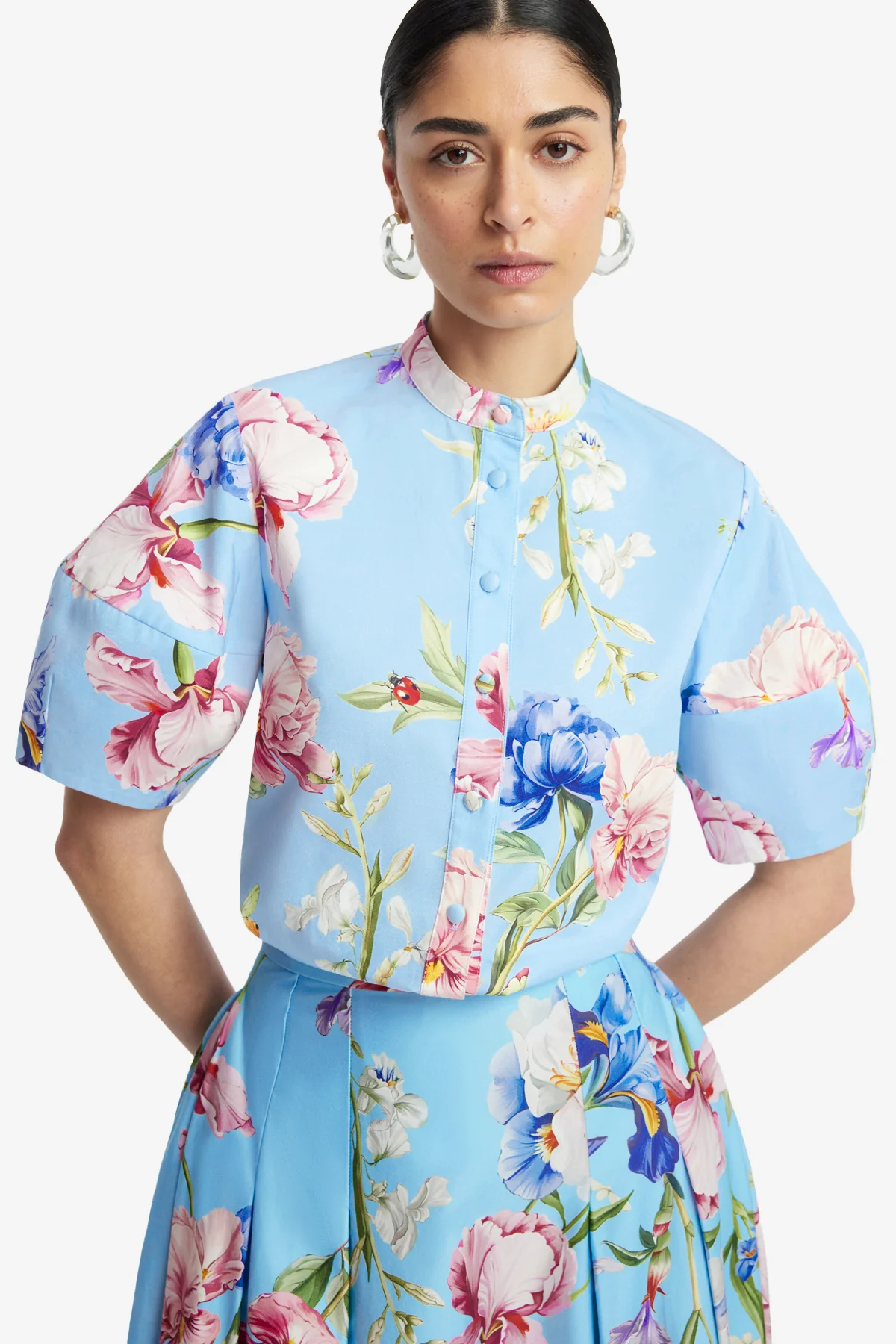Rhiannan Skirt - Garden Print in Baby Blue - Image 6