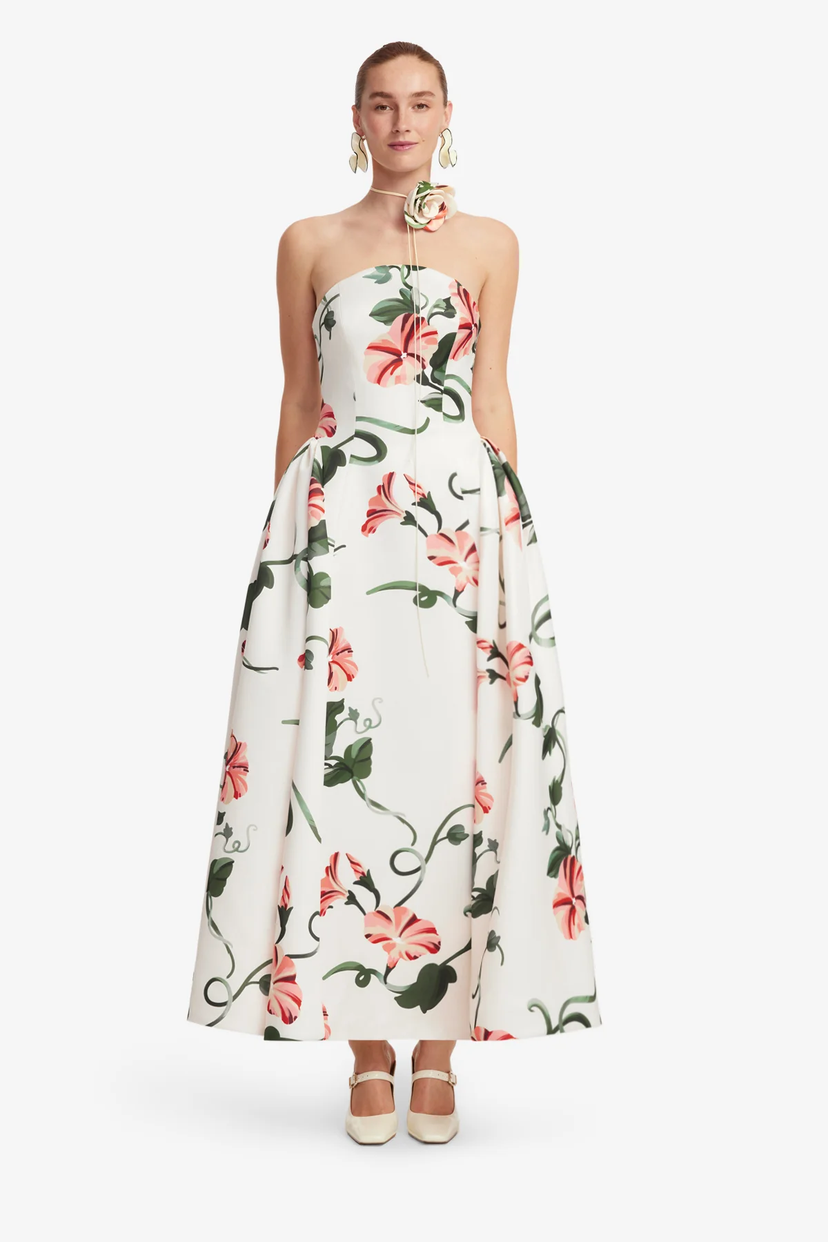 Violet Bustier Maxi Dress - Vine Print in Snow - Image 2