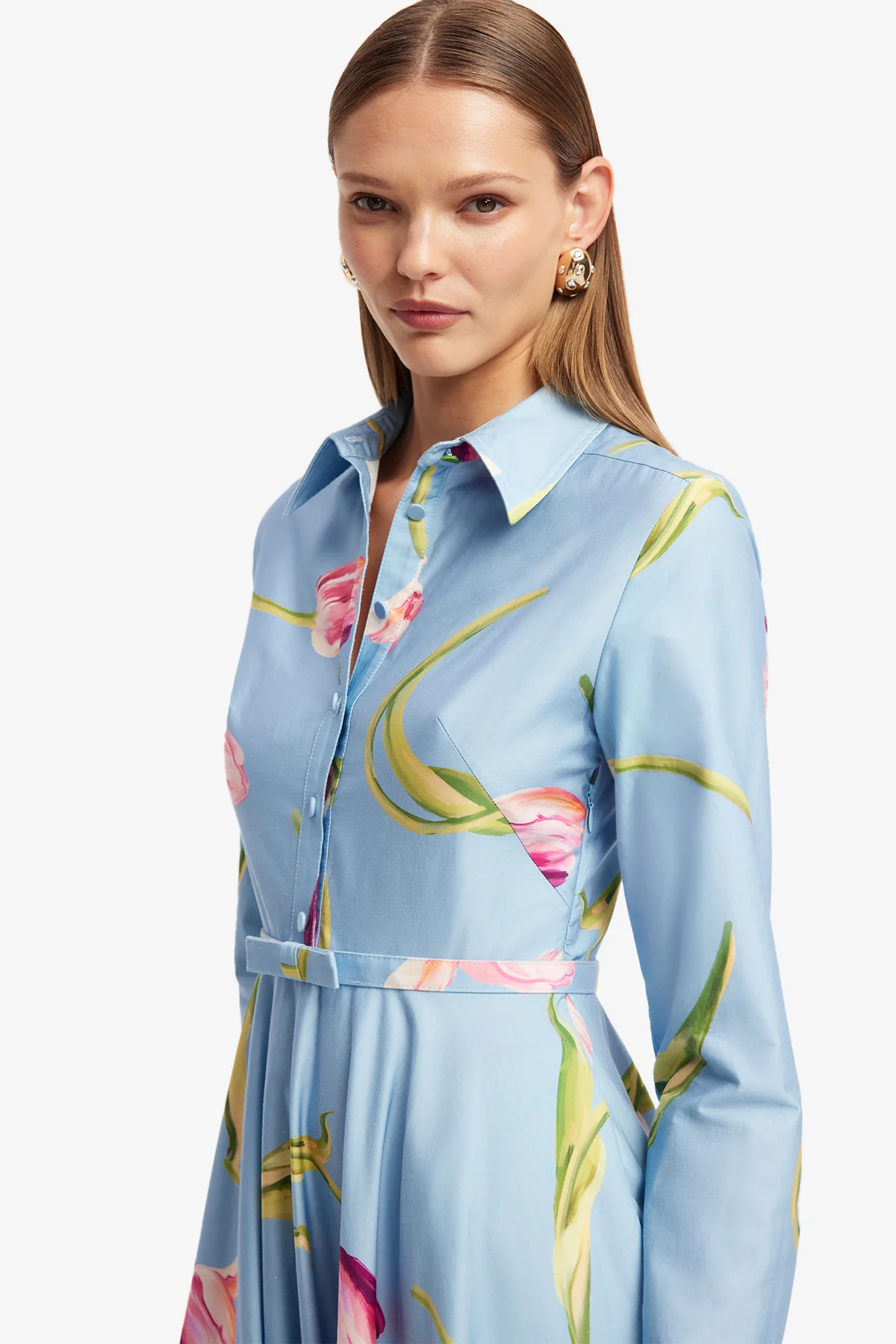 Zara Shirt Midi Dress - Tulip Print in Blue - Image 6